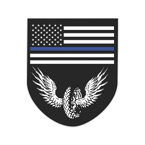 USA Flag Blue Line USA Flag Winged Wheel  Precision Cut Decal