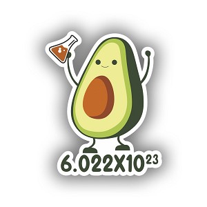 Avocado Avogadros Number  Sticker (Peel N' Stick)
