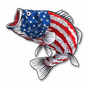 Largemouth Bass Fish USA Flag  Precision Cut Decal