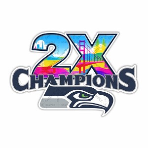 Seattle Seahawks 2 Times Champions Precision Cut Decal