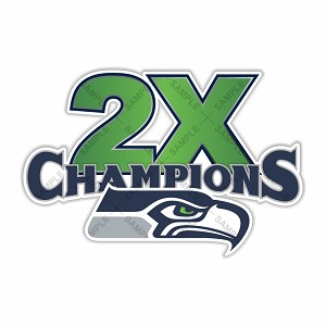 Seattle Seahawks 2 Times Champions Precision Cut Decal