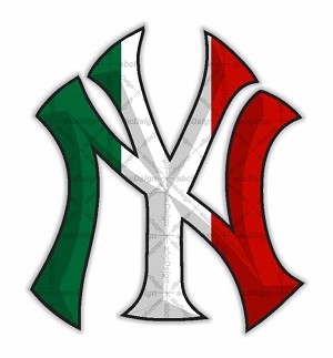 New York Yankees "NY" Italian Flag   Precision Cut Decal