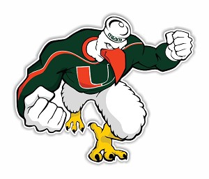 Miami Hurricanes Strong Mascot.  Precision Cut Decal