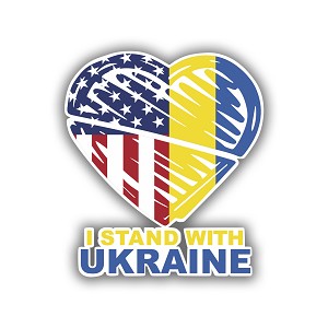 I Stand with Ukraine Heart Love USA and Ukraine  Precision Cut Decal