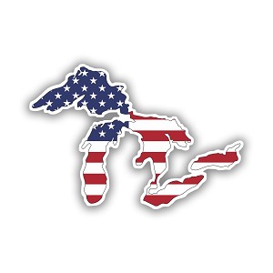 USA American Flag in Great Lakes Shape  Precision Cut Decal