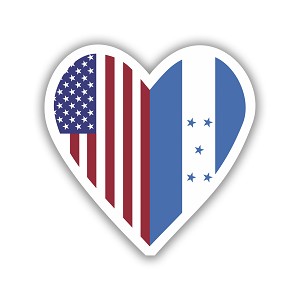 USA and Honduras Flag Heart  Precision Cut Decal