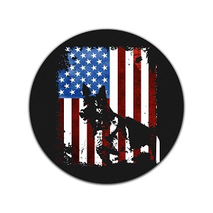 German Shepherd USA Flag Precision Cut Decal