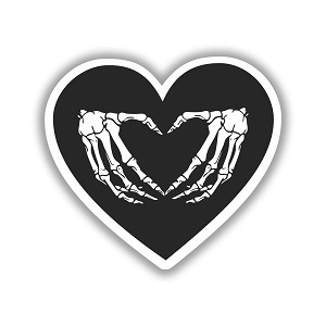 Heart Skeleton Hands Precision Cut Decal