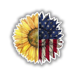 Sunflower USA Flag  Precision Cut Decal