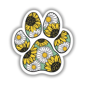 Sunflower Paw Dog  Precision Cut Decal