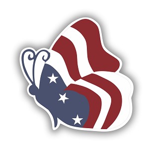 Retro Butterfly USA Flag  Precision Cut Decal