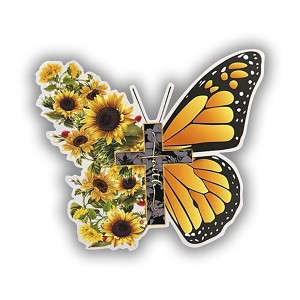 Butterfly Sunflower  Precision Cut Decal