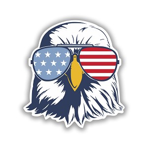 American Eagle Head with USA Flag Sunglasses Badass  Precision Cut Decal