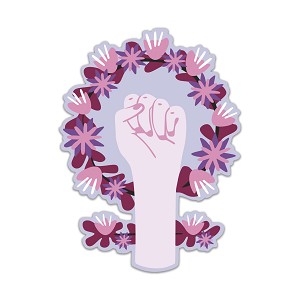 Venus Sign Floral Raised Fist Feminism  Precision Cut Decal