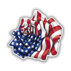 American Flag Rose Flower Precision Cut Decal