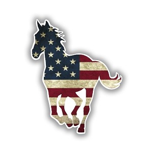 Running Horse Shape USA Flag Precision Cut Decal