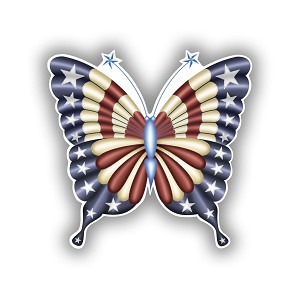 Butterfly USA Flag  Precision Cut Decal