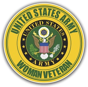 US Army Woman Veteran (ROUND) Precision Cut Decal