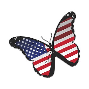 Butterfly USA Flag Precision Cut Decal