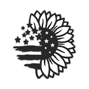 Sunflower USA Flag  (Black & White)  Precision Cut Decal