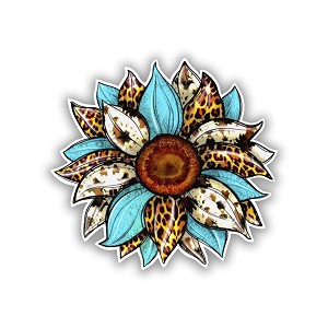 Turquoise Animal Sunflower  Precision Cut Decal