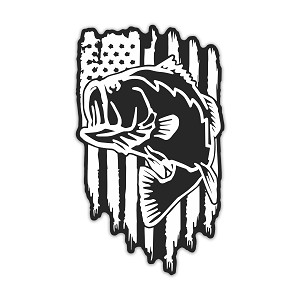 Largemouth Bass Fish USA Flag  Precision Cut Decal