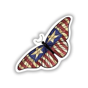 Red White Blue Retro Butterfly   Precision Cut Decal