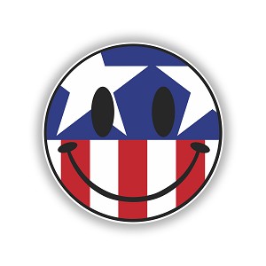 Smiley Face American USA Flag  Precision Cut Decal