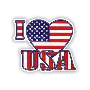 I Heart Love USA Flag  Precision Cut Decal