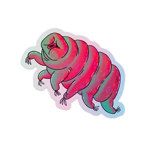 Holographic Funny Rainbow Tardigrade  Precision Cut Decal