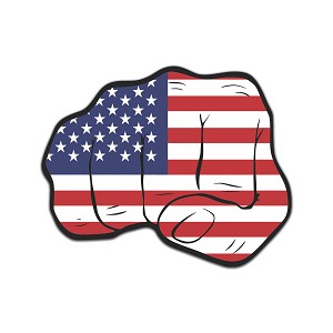 Fist USA Flag Colored  Precision Cut Decal