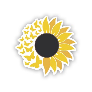Half Sunflower Butterflies  Precision Cut Decal