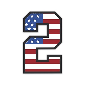 Number 2 USA Flag  Precision Cut Decal