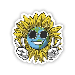 Sunflower Peace Sign Smile Sunglasses Earth  Precision Cut Decal