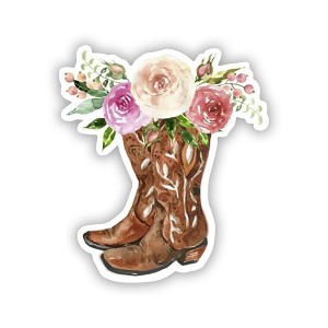 Cowboy Boot Flowers  Precision Cut Decal