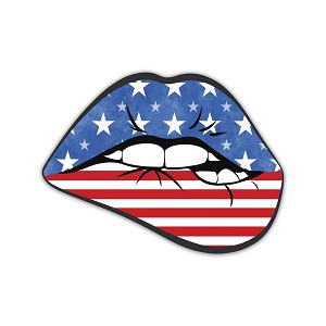 Kissing Biting Lips USA Flagc   Precision Cut Decal