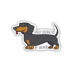 Easily Distracted by Wieners   Precision Cut Decal