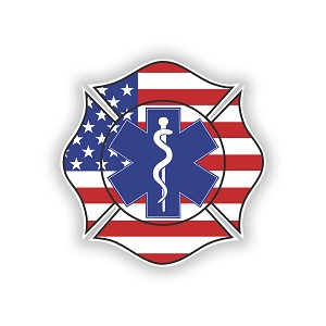 Fire Rescue Paramedics USA Flag  Precision Cut Decal