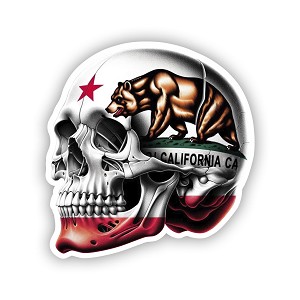 California Flag Skull   Precision Cut Decal