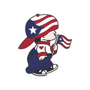 Puerto Rico Boy with Flag   Precision Cut Decal