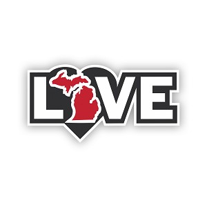 Love Michigan Great Lakes   Precision Cut Decal