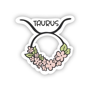 Flowered Taurus Zodiac   Precision Cut Decal