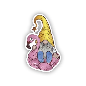 Gnome & Flamingo  Precision Cut Decal