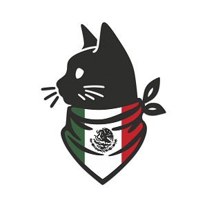 Black Cat Bandana Mexican Flag   Precision Cut Decal