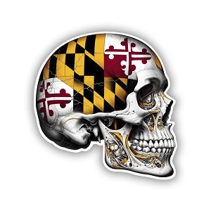 Skull Flag Maryland   Precision Cut Decal 