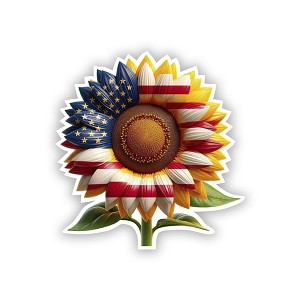 Sunflower USA Flag   Precision Cut Decal