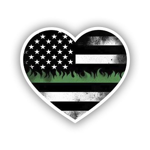  Wildland Fire Agencies Heart Badge USA Flag   Precision Cut Decal