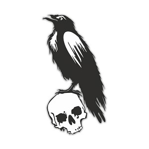Raven Crow On Skull   Precision Cut Decal