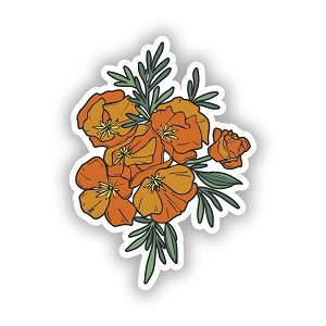 Orange California Poppy Flower Floral    Precision Cut Decal