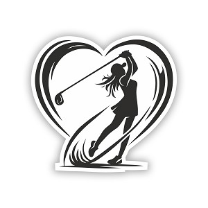 Dynamic Golfer Silhouette in Heart  Precision Cut Decal